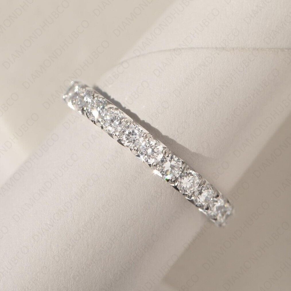 1.20 CTW Round Cut VVS1 Moissanite 14k White Gold Women's Eternity