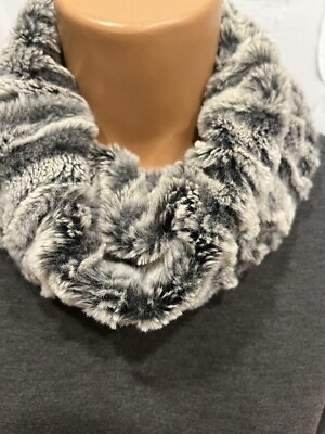 SAKS Fifth Avenue Mock Neck Faux Fur Trim Poncho Grey XS