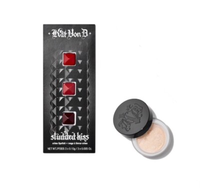 Sephora Kat Von D Set Setting Powder & Studded Kiss Lipstick Trio Sample New