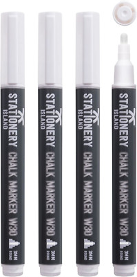 STATIONERY ISLAND W30 White Chalk Pens for Blackboard, Liquid Chalk Markers for