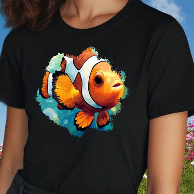 Frauen T-Shirt Clownfisch Motiv Baumwolle Größe S bis 3XL