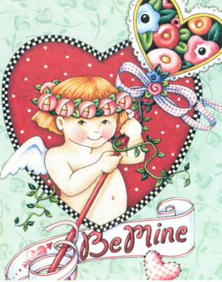 BE MINE Redhead Cupid-Handcrafted Valentine's Day Magnet-W/Mary Engelbreit art