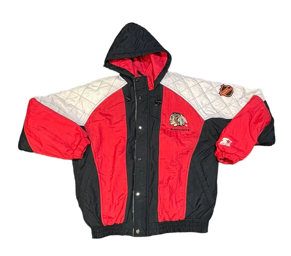 Vintage 90’s Chicago Blackhawks Starter NHL Hockey Sports Coat Jacket Medium - Image 2 of 4
