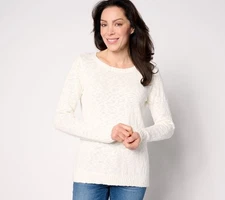 Belle by Kim Gravel Women's Top Sweater Sz S Crewneck Beach White A639653