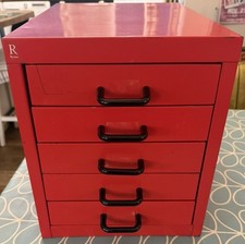 Ryman 5 drawer vintage Red desktop filing cabinet Bisley Style GC storage file