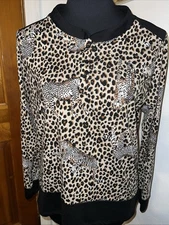 Simply Vera Vera Wang Pajama Set Soft  Leopard Brown Print - Womens L