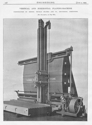 Antiker Technikdruck von 1905 - Vertikal- und Horizontalhobelmaschine