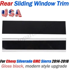 For 2014-2018 Silverado/Sierra Rear Sliding Window Trim Panel Cover Gloss Black