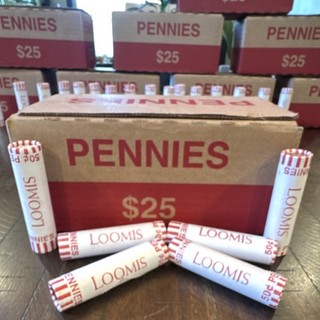 Loomis!!! $25 Box of pennies 50c rolls #1 original ad!!!