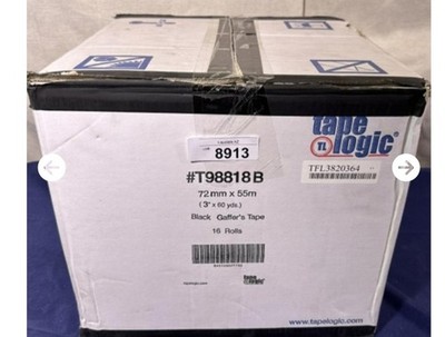 Tape Logic T98818B 3'' x 60 yds. Black Tape Logic 11 Mil Gaffers Tape 16 Rls/Case