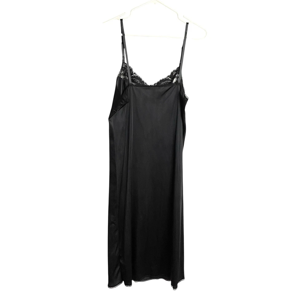 复古 Vassarette 全懒人连衣裙女式 36 黑色 100% 尼龙花边哥特派对 — 第 2/4 张图片