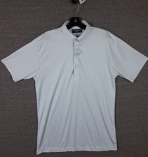 Collars and Co Mens Shirt Medium Light Blue Polo Performance Stretch Golf