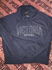 Victoria Sport Navy CowlNeck pullover hoodie W/ Strings NWOT Size Medium