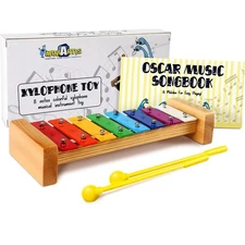 Xylophone for Kids and Toddlers | 8 Notes Colorful Wooden Xylophone with Mall...