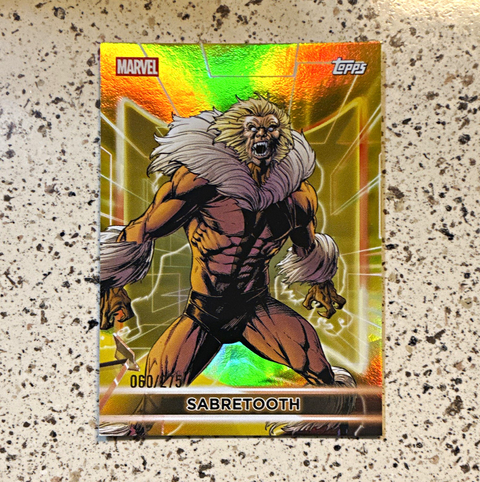 Topps Marvel Sabretooth Gold Holographic Foil Parallel Numbered 060/250