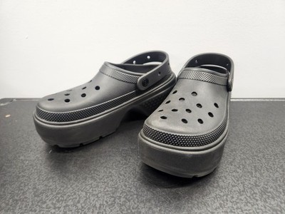 Crocs Stomp Platform Clogs Men's 12 Women's 14 Black Ankle Strap Slip On Shoes