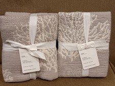 Pottery Barn Coral Reversible Quilted SET of 2 EURO Shams Pebble New w/tags