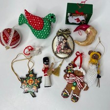 Lot Of 10 Christmas Ornaments Country Farmhouse Cottagecore Eclectic