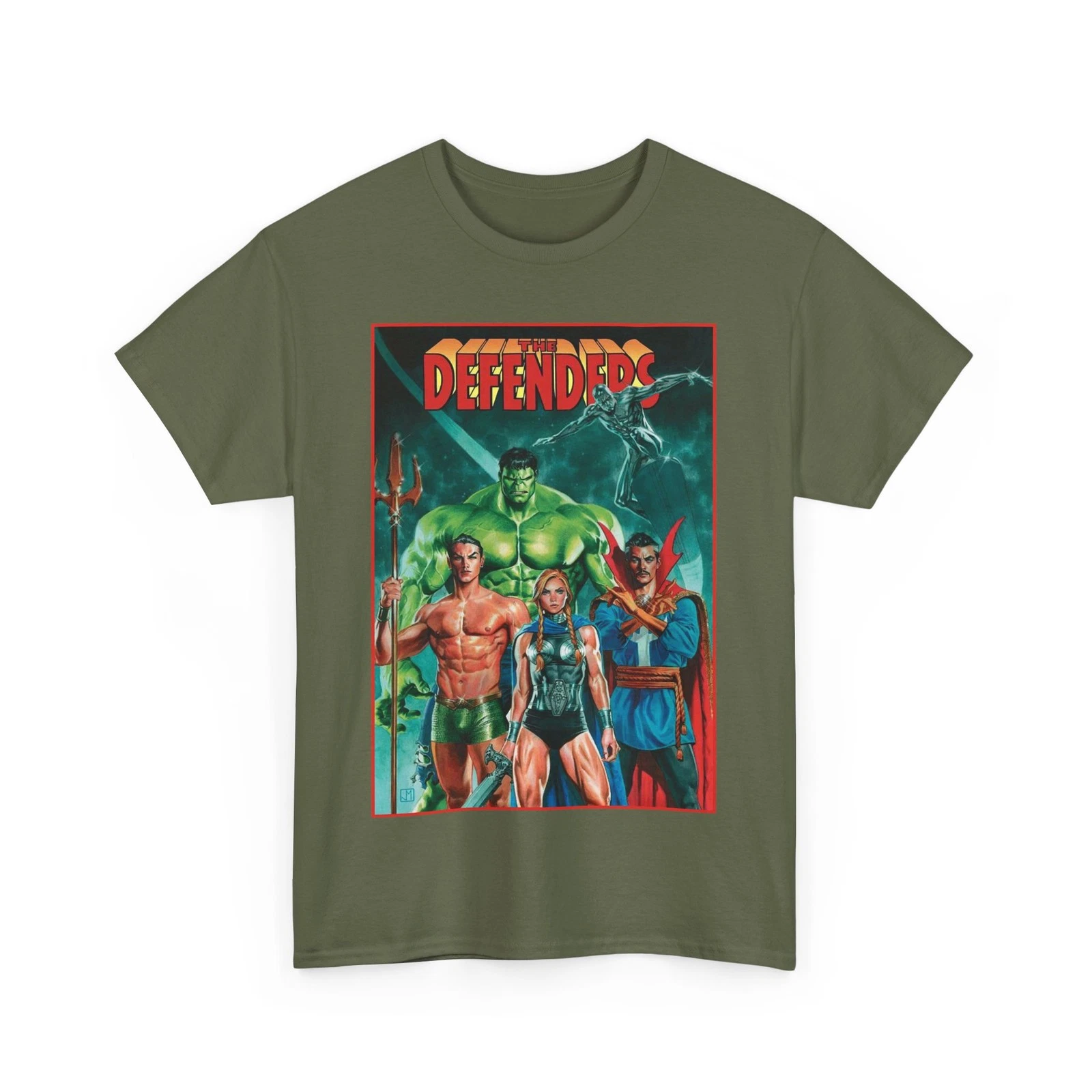 Defenders T-Shirt - Dr Strange, Valkyrie, Hulk, Namor, Silver Surfer - Marvel