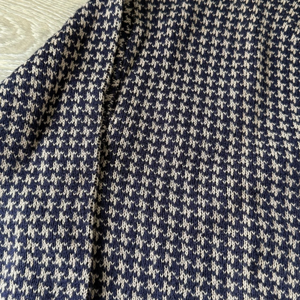 Suéter de golf vintage Pebble Beach pata de gallo cuello en V para hombre largo azul marino/beige preppy Foto 4 de 4