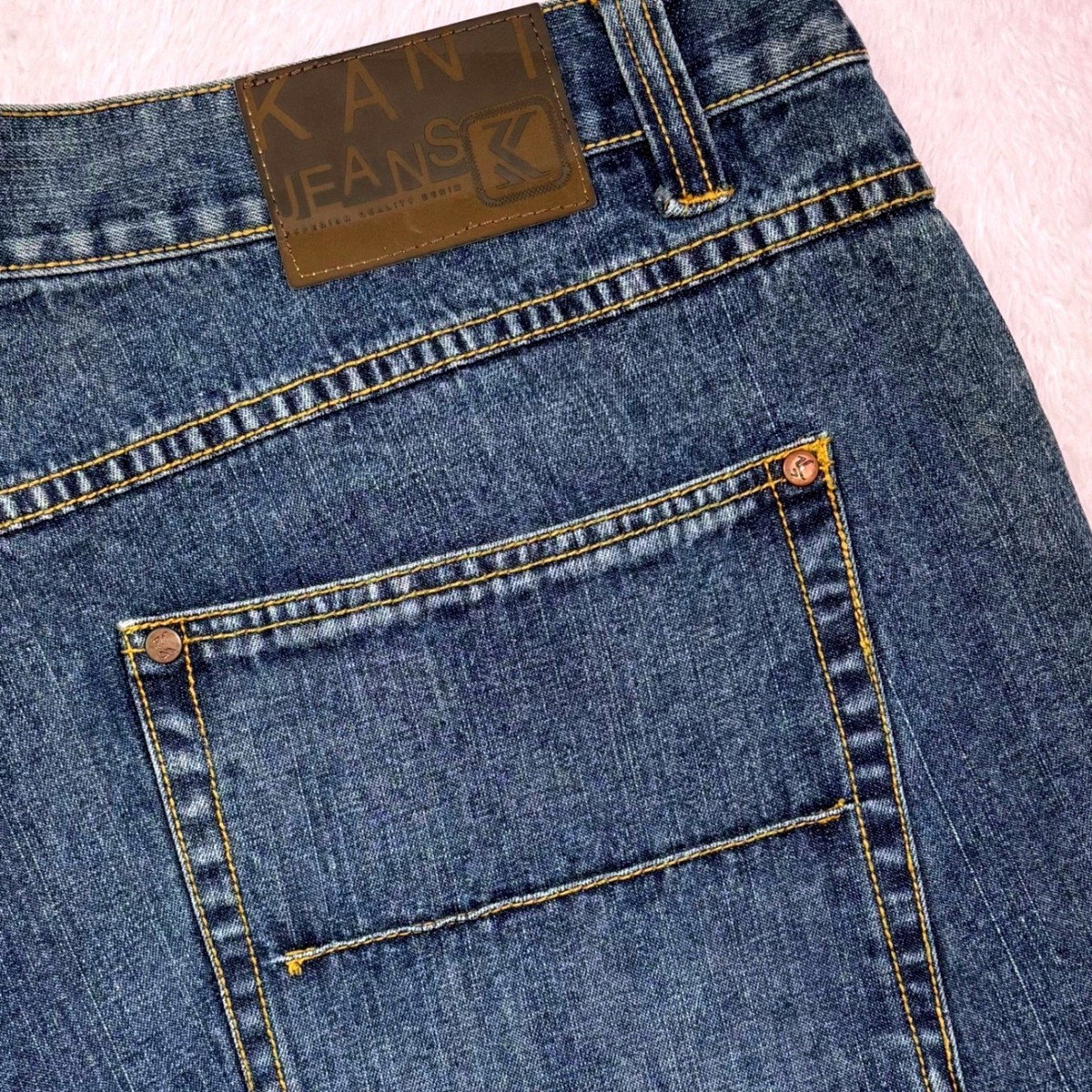 Y2K Karl Kani Jeans Men 44x34 (FIT 42x33) Blue Relaxed Wide Leg 