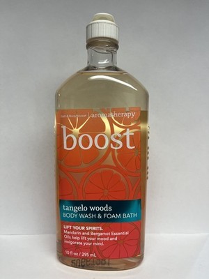 Bath & Body Works Aromatherapy BOOST TANGELO WOODS Body Wash Foam Bath 10 fl oz