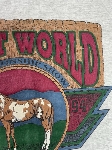 Vintage 90s Painted Horse Championship Show T Tee Shirt Medium Ft. Worth Texas - Picture 4 of 15