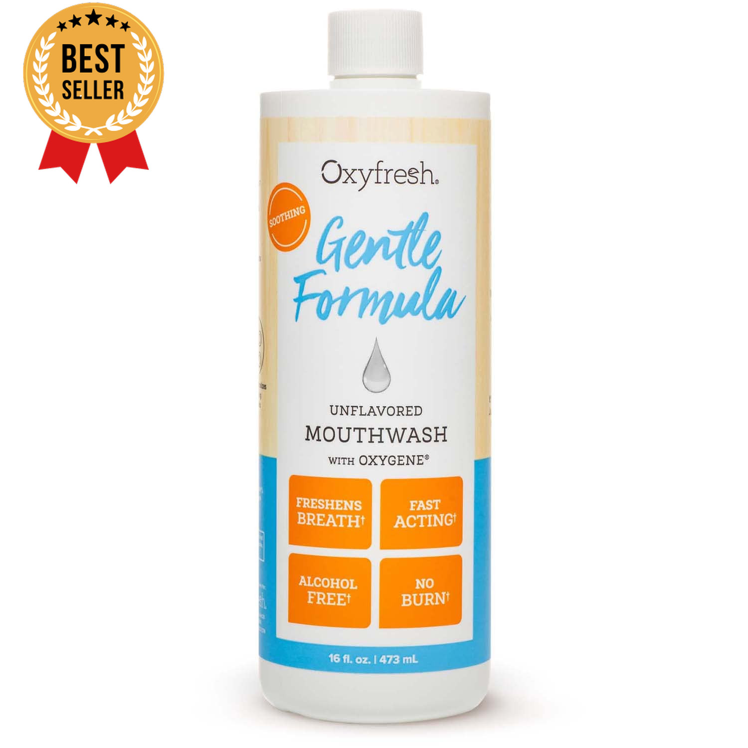 Gentle Formula Unflavored Mouthwash No Mint Alcohol Free for Sensitive Gums 16Oz