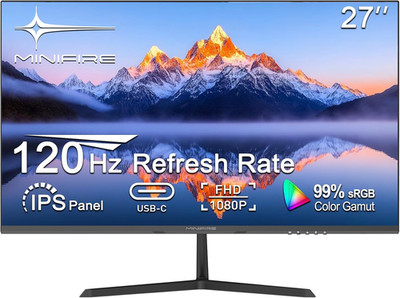 Minifire Monitor 27 Zoll Bildschirm Im Rahmenlosen Design, IPS, 120Hz, USB Tpye-