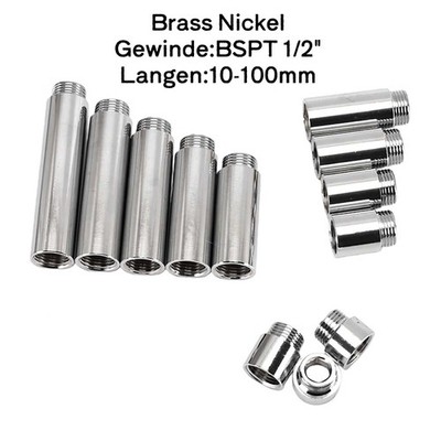 Rohrnippel Gewindeverlängerung Muffennippel Messing vernickelt Fitting BSPT 1/2''