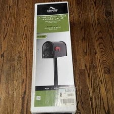 Gibraltar Freemont Galvanized Steel Post Mounted Black Mailbox