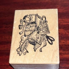SEWING BASKET Craft Rubber Wood Block VTG Stamp PSX Designs 1990 D-706 Hand Sew