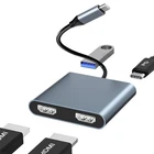 2-in-1 Multi-Port Hub USB C to Dual HDMI Adapter 4K
