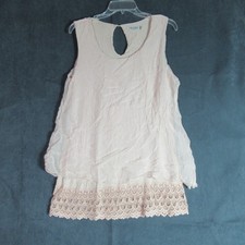 Elena Baldi Top Womens Large Pink Crochet Quiet Luxury Fairycore Silk Blouse
