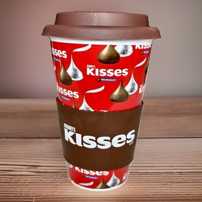 Hershey kisses Mug Red & Brown Travel Mug Silicone Lid and Hand Grip
