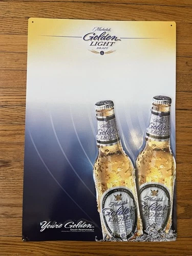 Vintage Michelob Golden Light Draft Beer Metal Deco Sign 2011