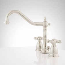 Signature Hardware Victorian Widespread Faucet, Cross Handles, Brushed Nickel