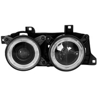 2 X Scheinwerfer FüR Bmw E32 E34 88-92 Angel Eyes Black / Schwarz 1017597
