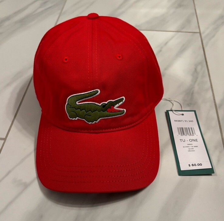 White Lacoste Logo Hat and Red Nike Logo Hat s-l400.jpg main image 3