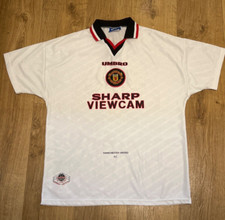Manchester United 1996/97 Umbro Size XL White Away Authentic Football Shirt