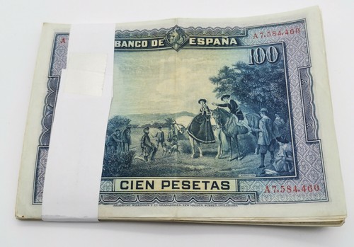 Lot bundle 50 Pcs X SPAIN 100 Pesetas 1928 Cervantes Pick 76 VF+ /XF - Picture 2 of 2