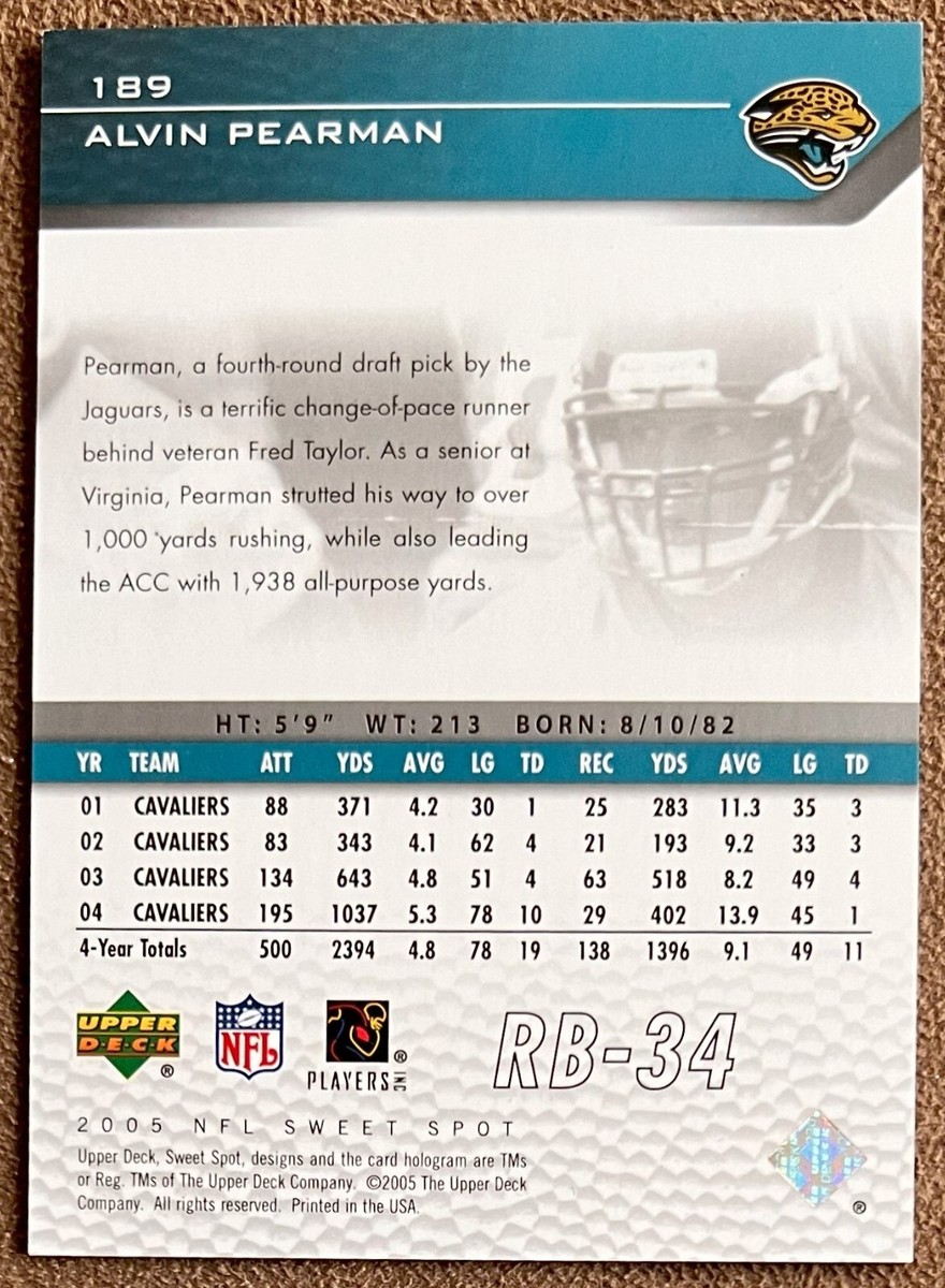 Alvin Pearman 2005 NFL Sweet Spot Rookie #189 /499 Jaguars