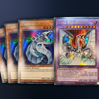 Cyber Drache Set Neu + Cyber End Drache Ultra Rare Holo Yugioh Deutsch Glänzend