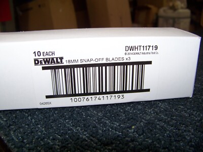 DeWalt 18mm Snap-Off Blades 3 Per Pack, 10 Packs, DWHT11719 New