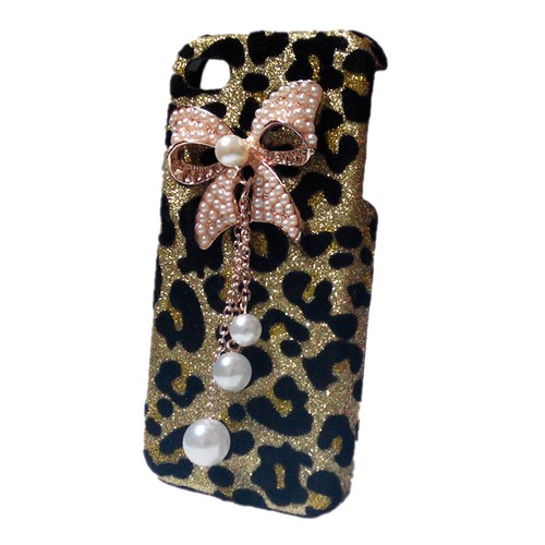 Cute Bling Glitter Bow Rhinestone Diamond Crystal Leopard Case Cover for Phones - Picture 10 of 32