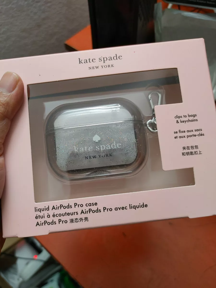 NWT Kate Spade Liquid AirPod Pro Case Clear Silver Glitter