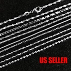 925 Silver Plated 9 Styles Snake Chain Fashion Necklace Women 16" 18" 20" 22" 24