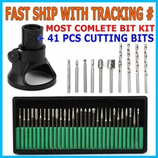 41PC Dremel Rotary Multi Tool Cutting Guide HSS Router Drill Bits Attachment Kit