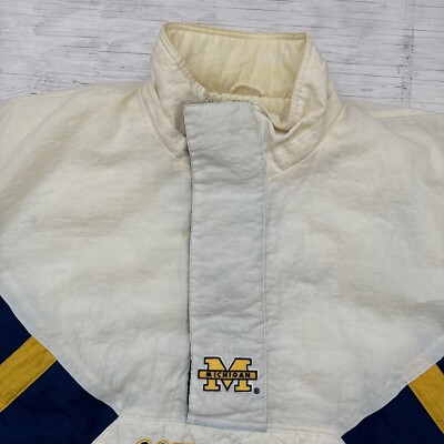 ジャケット・アウター mi Vintage 90s Starter NCAA University Of Michigan Wolverines 1/2 Zip