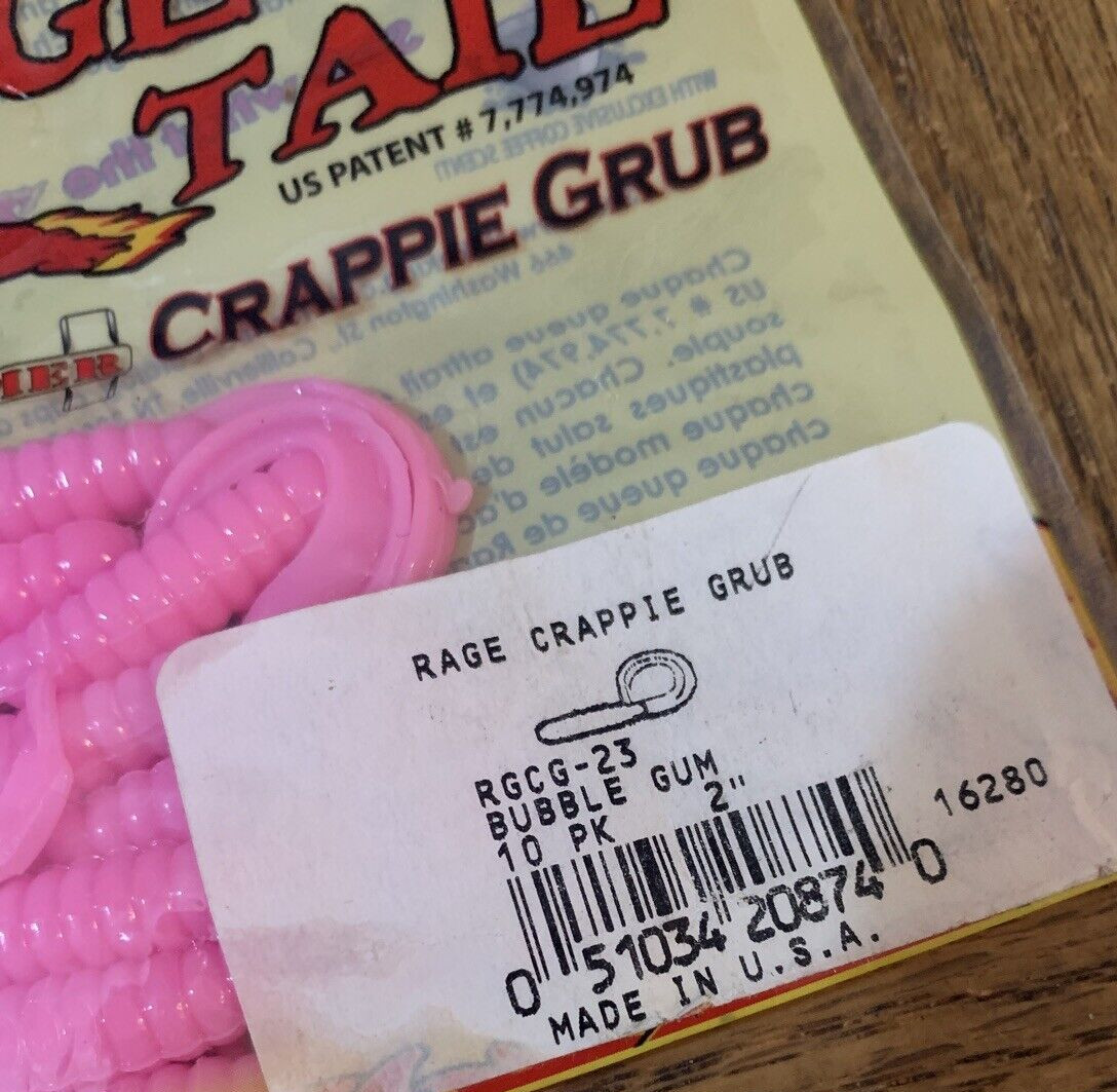 Rage Tail Strike King 2” Crappie Grub Bubble Gum-Brand New-SHIPS SAME BUS DAY  - Image 3